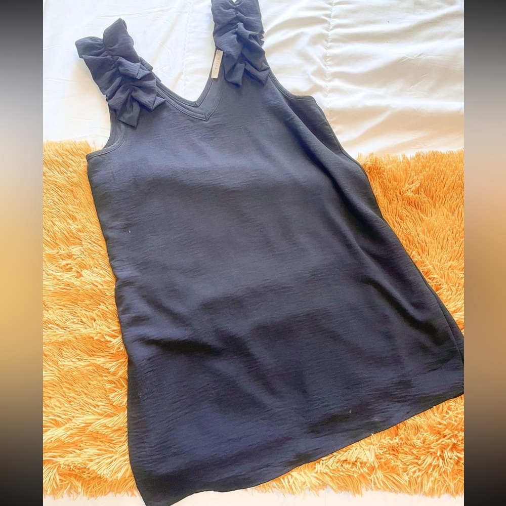 Black ruffle sleeve dress